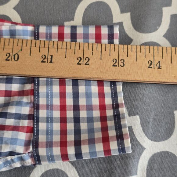 Onward Reserve Shirt Mens Large Red Blue Plaid Classic Fit Non Iron Cotton - Picture 16 of 16